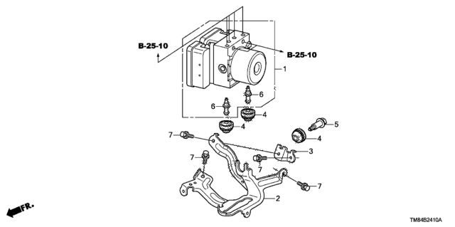 2010 Honda Insight Modulator Assembly, Abs Diagram for 57110-TM8-405