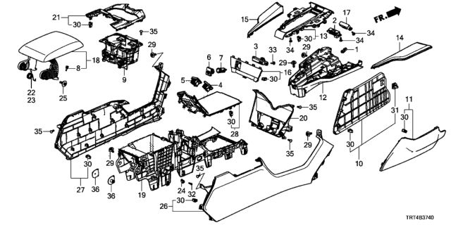 2017 Honda Clarity Fuel Cell Spring, Armrest R Diagram for 83406-TRT-003