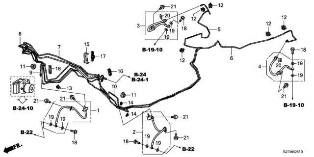 2013 Honda CR-Z Hose Set, Right Front Brake Diagram for 01464-SZT-G01