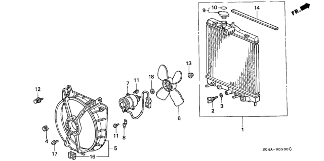 1999 Honda Civic Radiator Diagram for 19010-P03-505