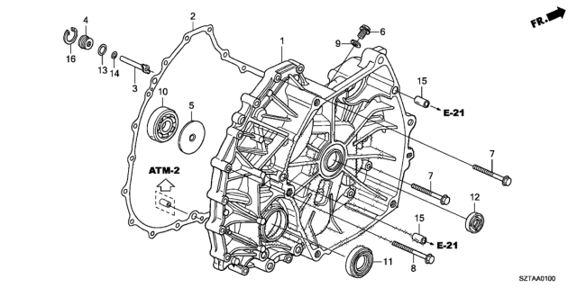 2013 Honda CR-Z AT Flywheel Case Diagram
