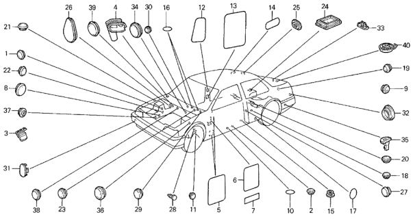 1987 Honda Civic 3 Door ** (1300) KA 4MT Grommet - Plug Diagram