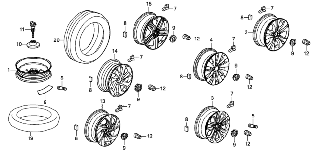 2014 Honda Accord Wheel, Disk 16X4T Diagram for 42700-T2A-A52