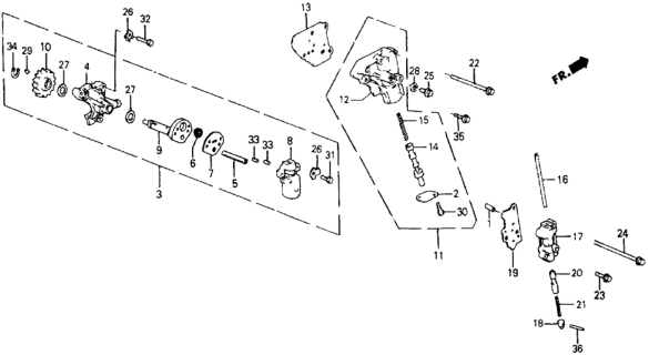 1985 Honda CRX Body, Lock-Up Valve Diagram for 27611-PF0-010