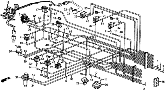 1984 Honda CRX 2 Door DX KA 5MT MT No. 1 Tubing Diagram