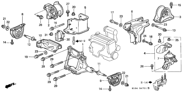 2000 Honda CR-V Engine Mounts Diagram