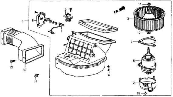 1984 Honda CRX Blower Assembly Diagram for 39410-SB2-674
