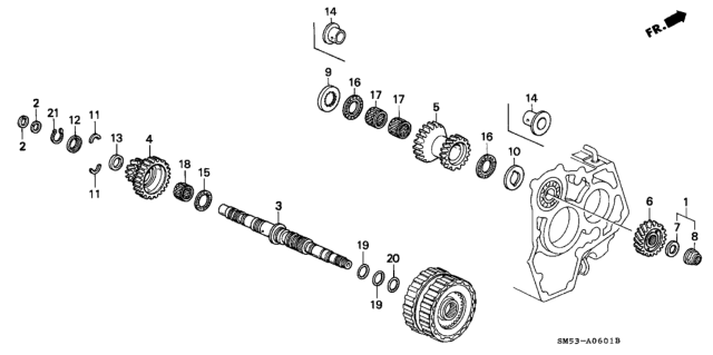 1993 Honda Accord Washer, Thrust (37X55X4.15) Diagram for 90408-PX4-700