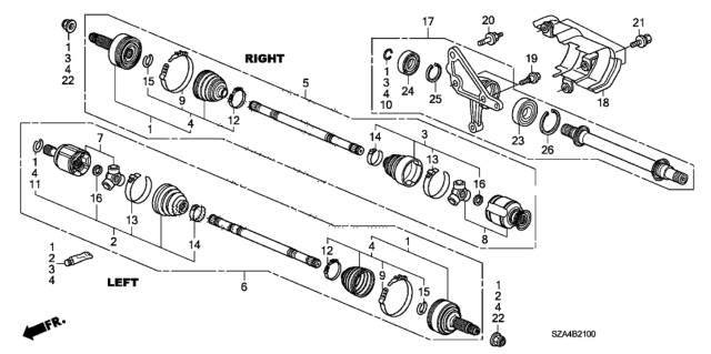 2009 Honda Pilot Band, Outboard Boot Diagram for 44318-STX-A11