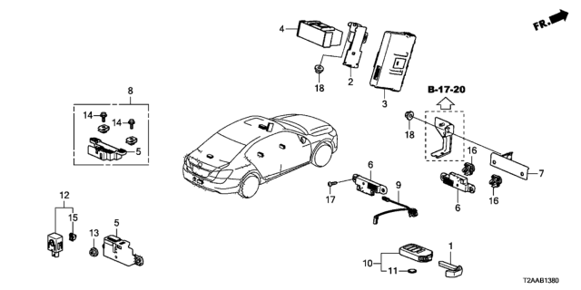 2017 Honda Accord 4 Door EXLV6 (NV SENSING) KL 6AT Smart Unit Diagram