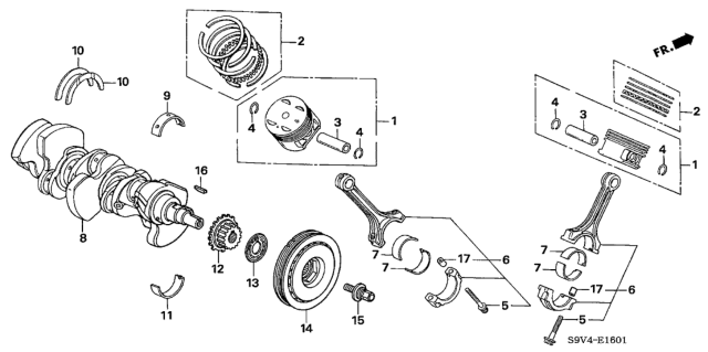 2006 Honda Pilot Pulley, Crankshaft Diagram for 13810-RJA-003