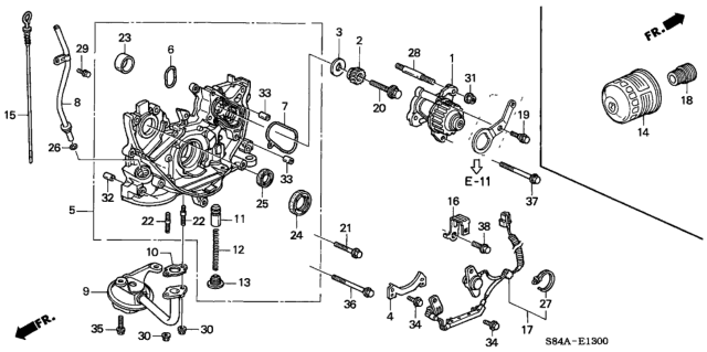 2002 Honda Accord 4 Door EX KA 5MT Oil Pump - Oil Strainer Diagram