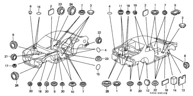 2000 Honda Prelude Grommet Diagram