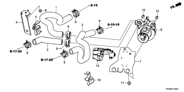 2013 Honda Civic Clamp,Htr Hose-A Diagram for 79965-TR2-A01