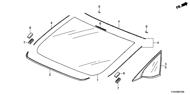 2021 Honda Accord Rear Windshield - Quarter Glass Diagram