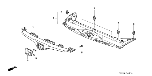 2005 Honda Accord Front Grille Diagram