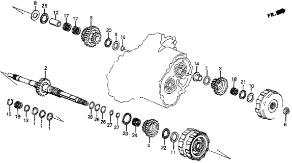 1985 Honda Prelude Mainshaft Diagram for 23210-PF4-710