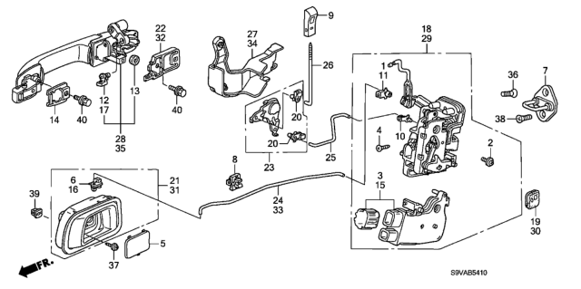 2008 Honda Pilot Handle Assembly, Right Rear Door (Outer) (Mocha Metallic) Diagram for 72640-S9V-A11ZP