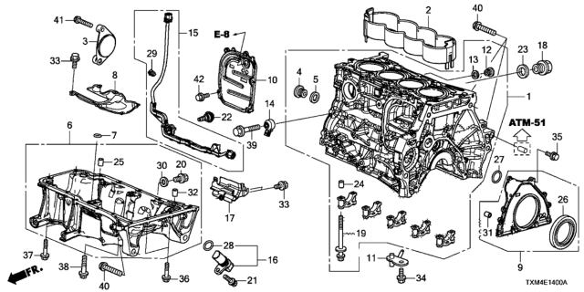2019 Honda Insight Cylinder Block - Oil Pan Diagram
