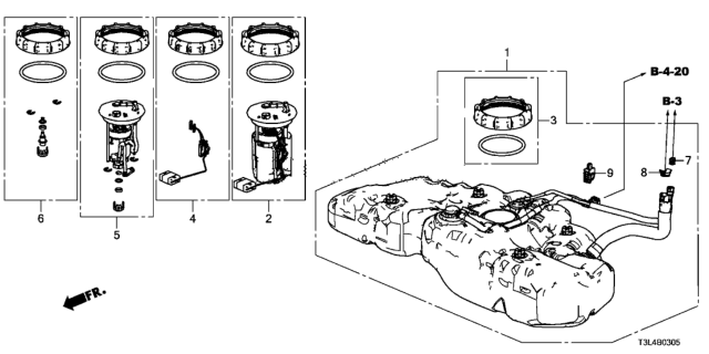 2016 Honda Accord Meter Set Diagram for 17047-T2A-L00