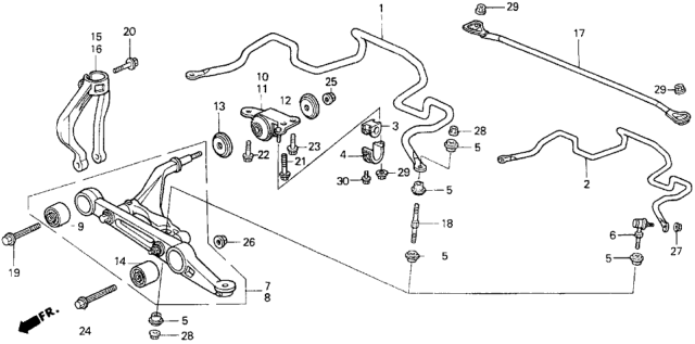 1996 Honda Del Sol Rubber, Stabilizer End Diagram for 51312-SR3-000