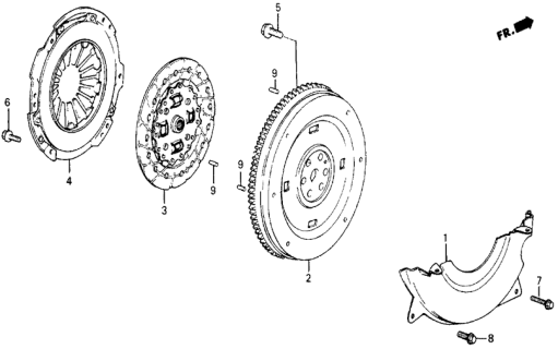 1986 Honda Civic Flywheel Diagram for 22100-PE0-000