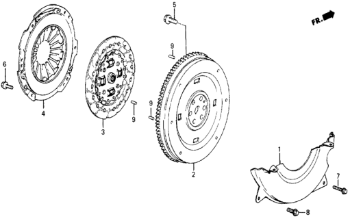 1986 Honda Civic Cover, Clutch Case Diagram for 21350-PE0-020