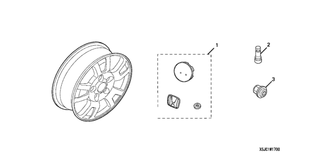 2008 Honda Ridgeline Alloy Wheel (Chrome) (17") Diagram