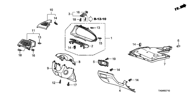 2009 Honda Accord 4 Door LX KA 5AT Instrument Panel Garnish (Driver Side) Diagram