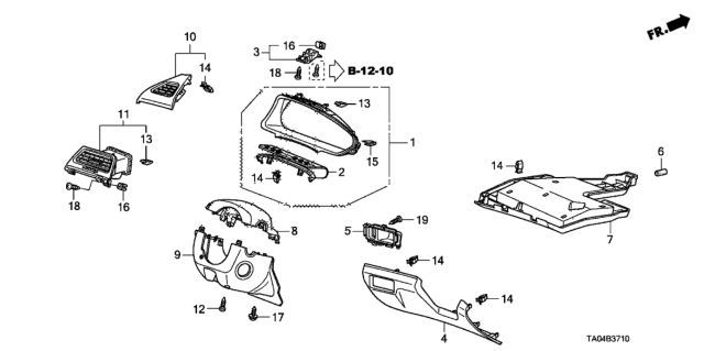 2010 Honda Accord Garnish Assy., Defroster *YR325L* (Driver Side) (EARTH TAUPE) Diagram for 77470-TA0-A01ZC