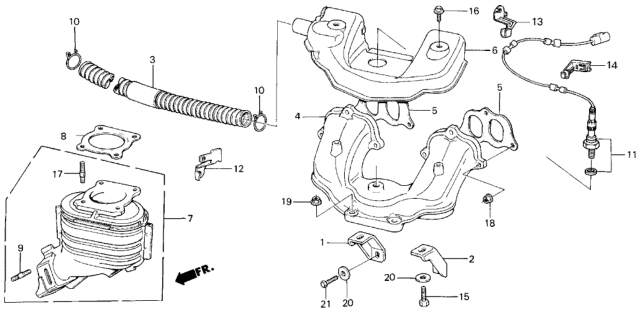 1987 Honda Civic Manifold, Exhuast Diagram for 18100-PE2-010