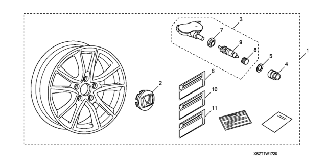 2014 Honda CR-Z 3 Door EX KA CVT Alloy Wheel (17") Diagram