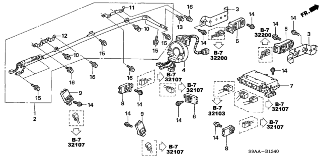 2006 Honda CR-V Module Kit, Driver Side Airbag Diagram for 06789-S9A-A90