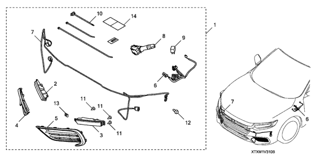 2020 Honda Insight Foglight Assembly, Right Front Diagram for 33900-TME-T01