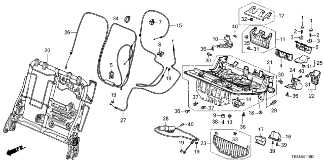 2012 Honda Odyssey 5 Door LX KA 5AT Rear Seat Components (Driver Side) Diagram