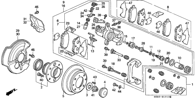 1995 Honda Civic Rear Brake (Disk) Diagram