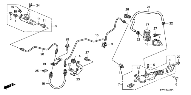 2008 Honda Civic Hose, Clutch Diagram for 46961-SNA-A41