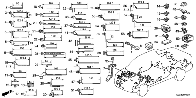 2013 Honda Ridgeline Clip, Harness Band (100.1MM) (Natural)(W/Seal) Diagram for 91545-TA0-003