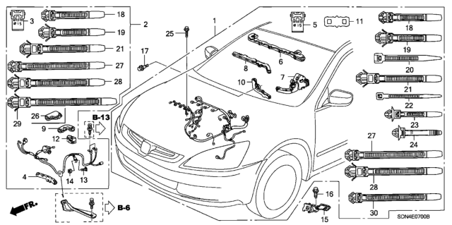 2005 Honda Accord Wire Harness, Engine Diagram for 32110-RAA-A61