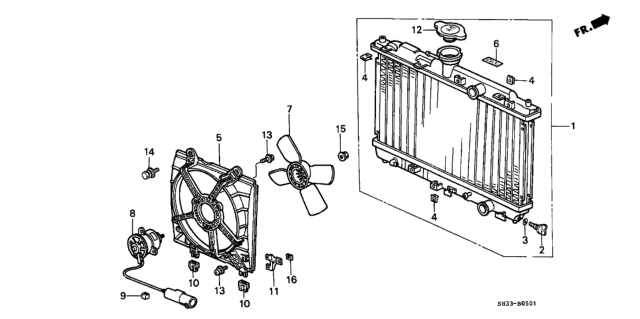 1991 Honda Civic Cap, Radiator (Denso) Diagram for 19045-PM3-003