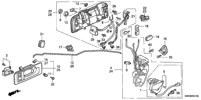 1993 Honda Accord Handle Assy., R. FR. (Outer) *NH561P* (PHANTOM GRAY PEARL) Diagram for 72140-SM5-A11ZQ