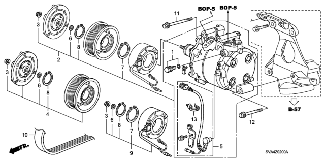 2006 Honda Civic 2 Door DX KA 5AT A/C Compressor Diagram