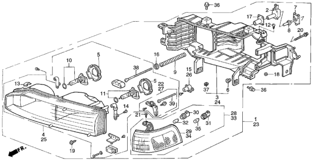 1991 Honda Accord 5 Door LX KL 5MT Headlight Diagram