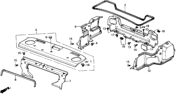 1989 Honda Accord 2 Door SEI KA 5MT Rear Tray Diagram