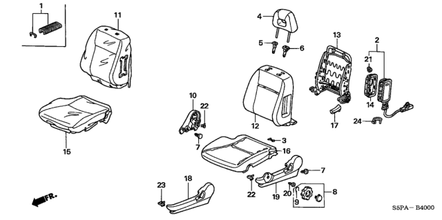 2005 Honda Civic Front Seat (Driver Side) Diagram