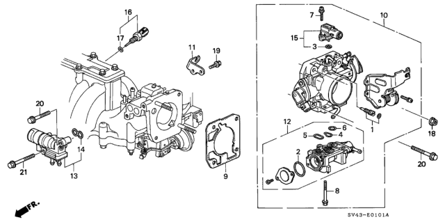 1996 Honda Accord Throttle Body (V6) Diagram