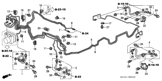 2003 Honda Element Clip, Brake Pipe Diagram for 46392-SCV-A01