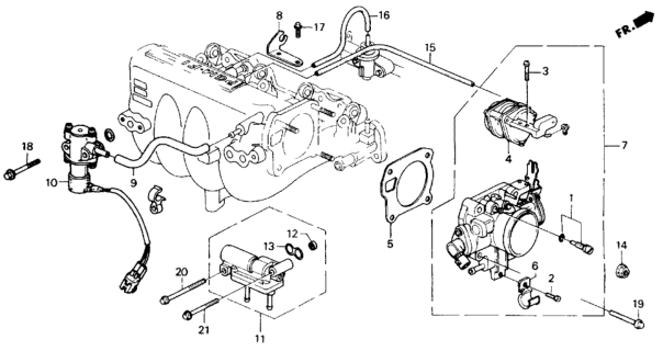 1990 Honda Civic 4 Door EX KA 4AT Throttle Body Diagram