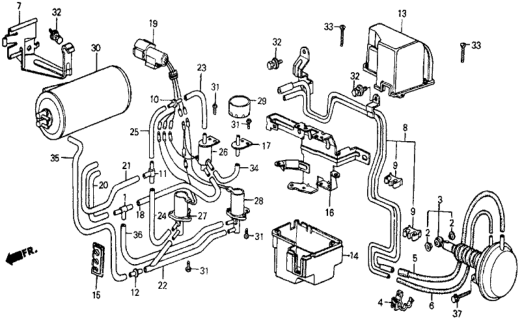 1986 Honda Civic Stay, Connector Diagram for 36031-PH8-003