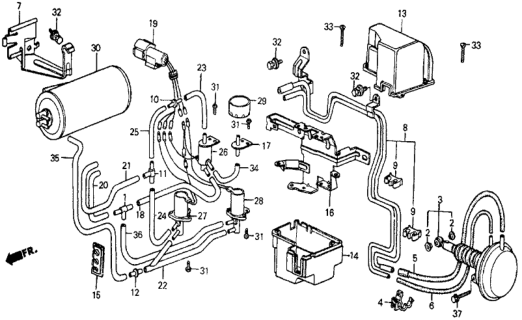 1986 Honda Civic Tube B, Solenoid Valve Diagram for 36074-PH8-013